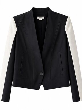 Helmut Lang Black Cotton Linen Colorblock Blazer 2